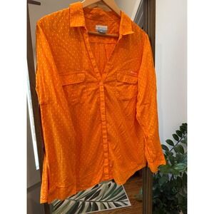 Columbia Women's Tennessee Orange Dotted Long Sleeve Button Down Shirt Size XL